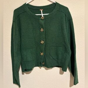 Free People Forest Green Luna Cardigan Sweater